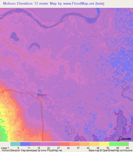 Mohoro,Tanzania Elevation Map