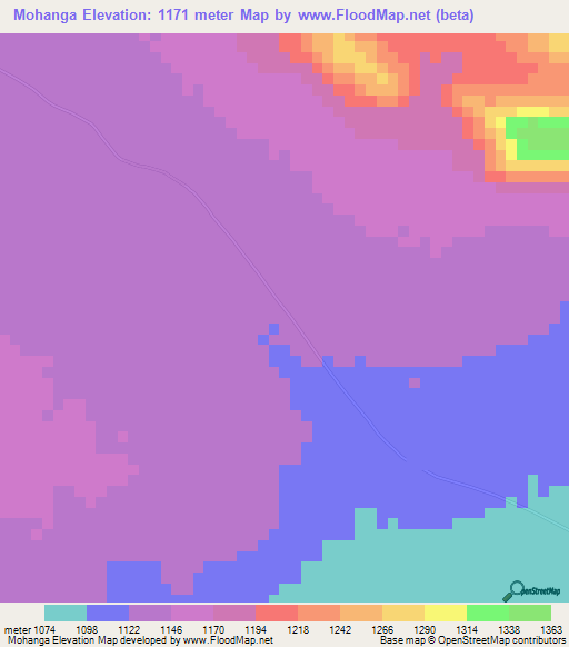 Mohanga,Tanzania Elevation Map