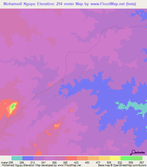 Mohamedi Ngupu,Tanzania Elevation Map