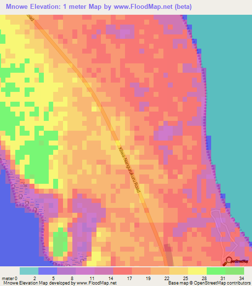 Mnowe,Tanzania Elevation Map