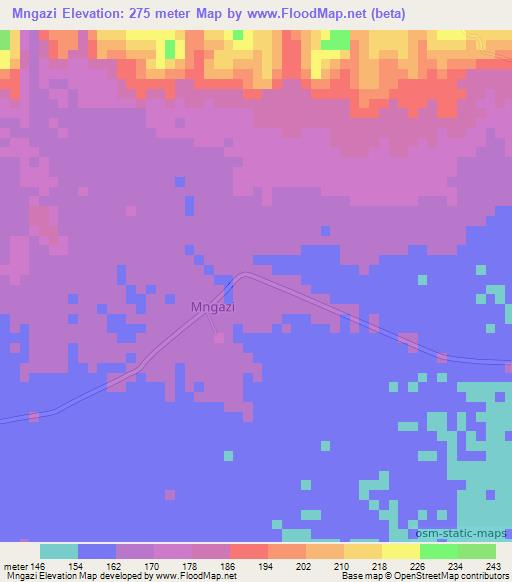 Mngazi,Tanzania Elevation Map