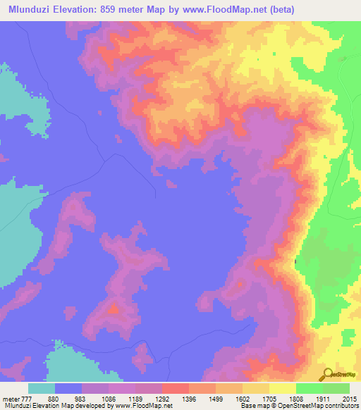 Mlunduzi,Tanzania Elevation Map