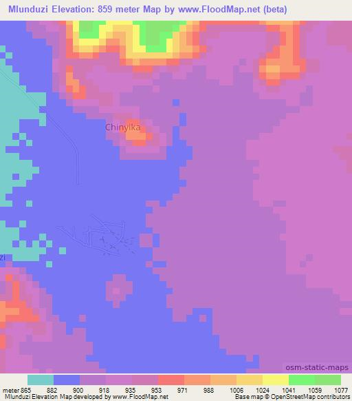 Mlunduzi,Tanzania Elevation Map