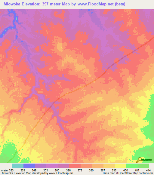 Mlowoka,Tanzania Elevation Map