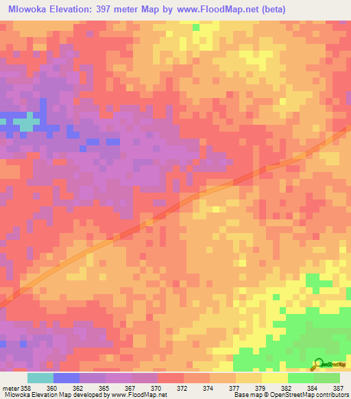 Mlowoka,Tanzania Elevation Map