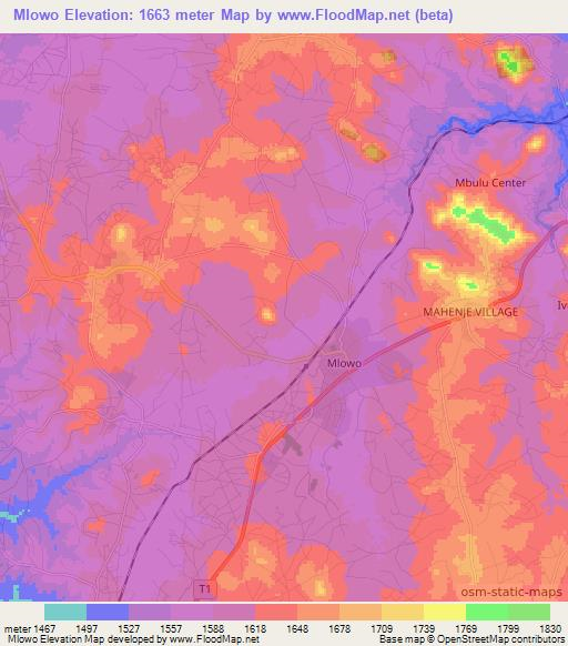 Mlowo,Tanzania Elevation Map