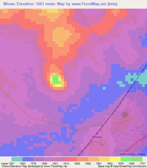 Mlowo,Tanzania Elevation Map