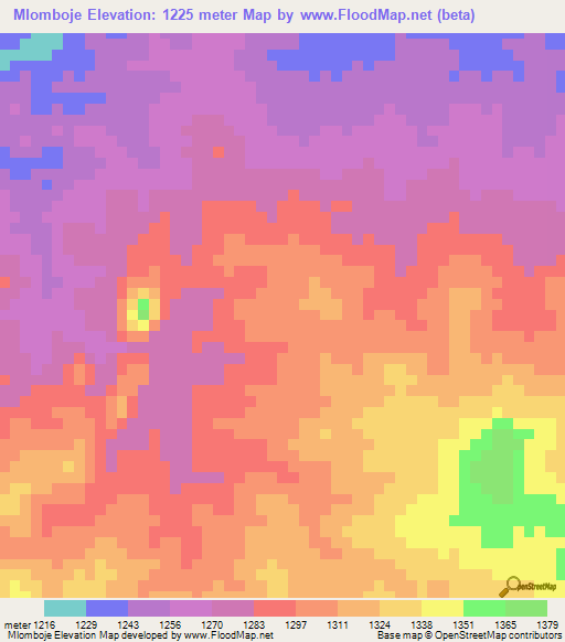 Mlomboje,Tanzania Elevation Map