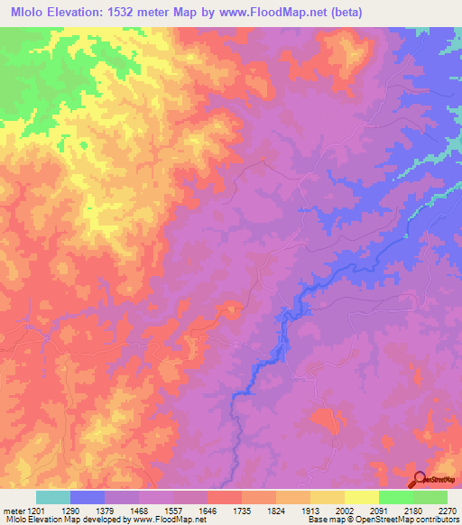 Mlolo,Tanzania Elevation Map