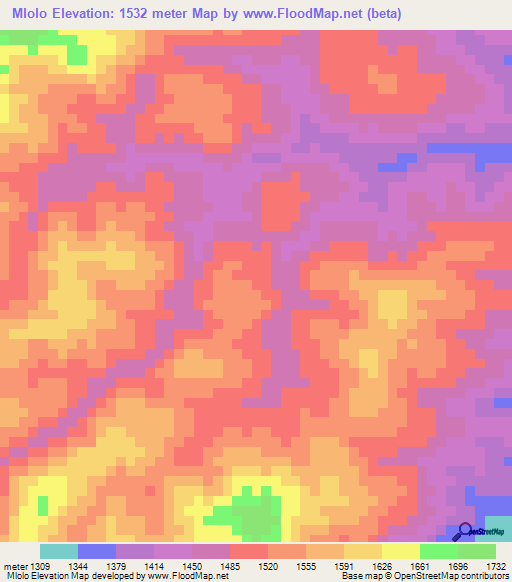 Mlolo,Tanzania Elevation Map