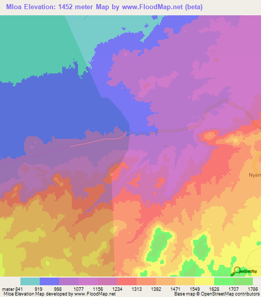 Mloa,Tanzania Elevation Map