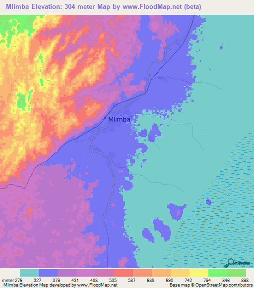 Mlimba,Tanzania Elevation Map