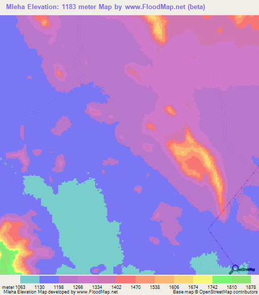 Mleha,Tanzania Elevation Map