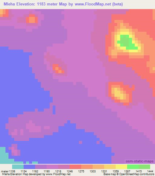 Mleha,Tanzania Elevation Map