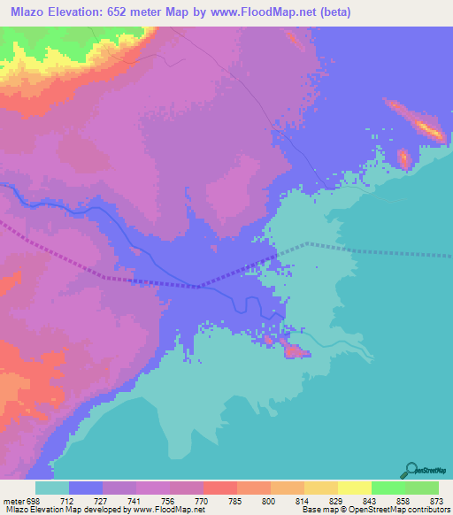 Mlazo,Tanzania Elevation Map