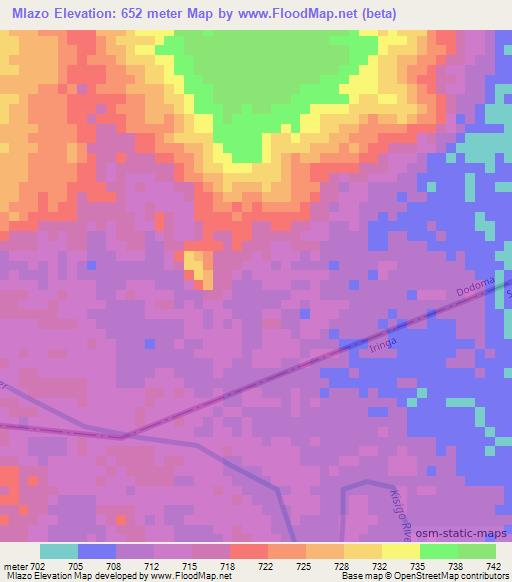 Mlazo,Tanzania Elevation Map