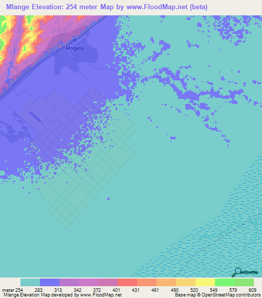 Mlange,Tanzania Elevation Map