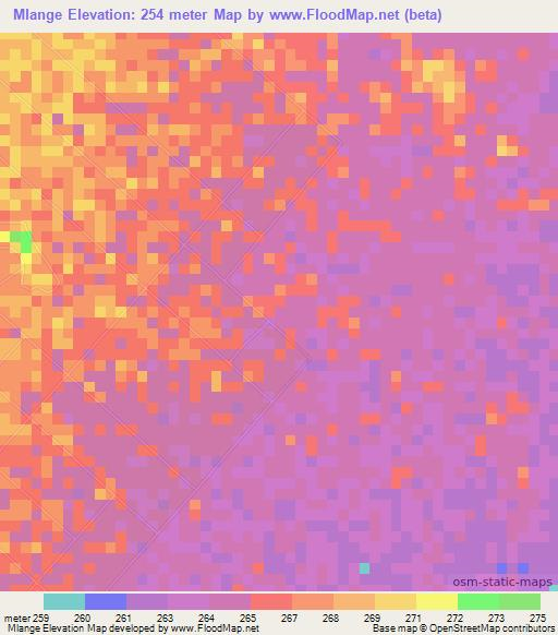 Mlange,Tanzania Elevation Map