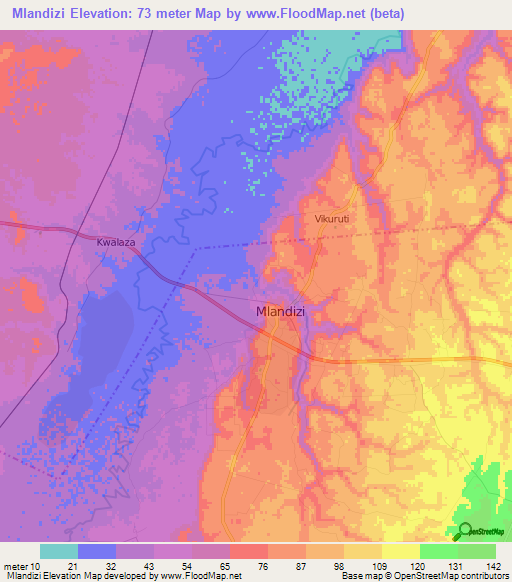 Mlandizi,Tanzania Elevation Map