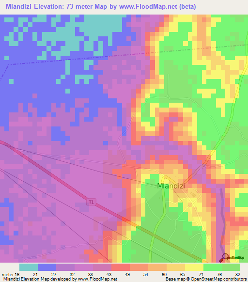 Mlandizi,Tanzania Elevation Map