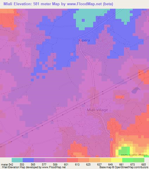 Mlali,Tanzania Elevation Map