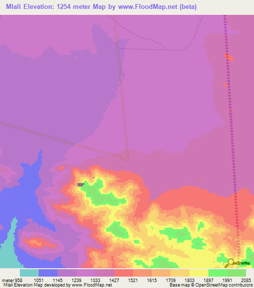 Mlali,Tanzania Elevation Map