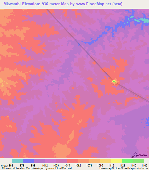 Mkwambi,Tanzania Elevation Map