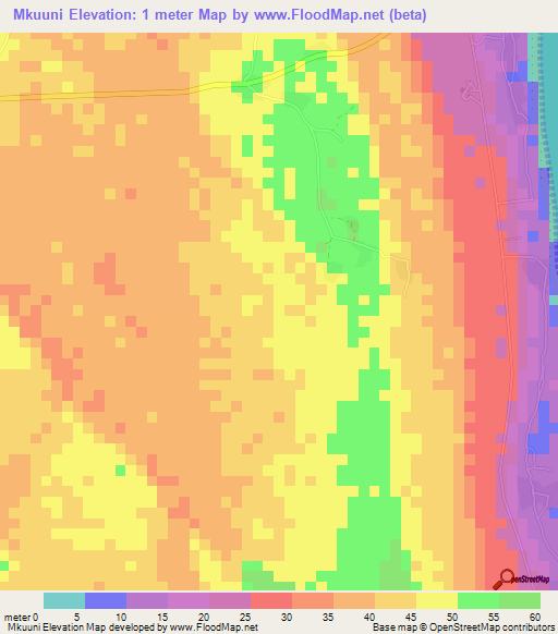 Mkuuni,Tanzania Elevation Map