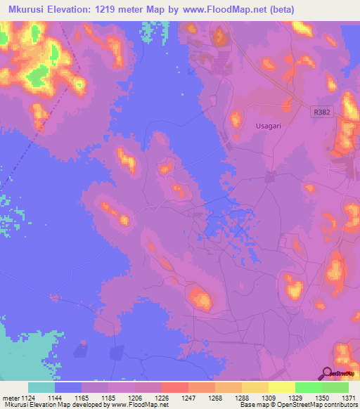 Mkurusi,Tanzania Elevation Map