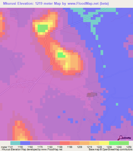 Mkurusi,Tanzania Elevation Map