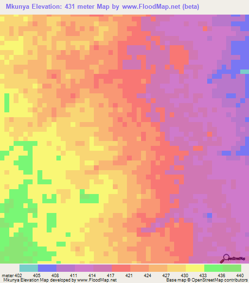 Mkunya,Tanzania Elevation Map