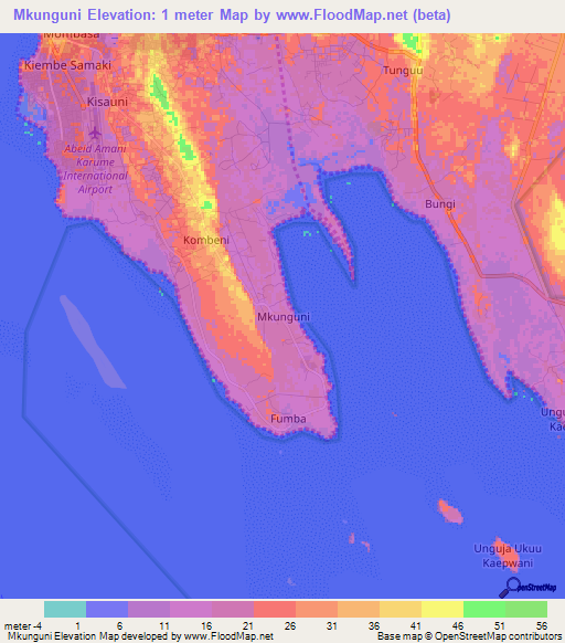 Mkunguni,Tanzania Elevation Map