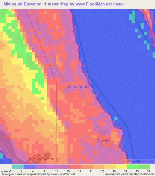 Mkunguni,Tanzania Elevation Map