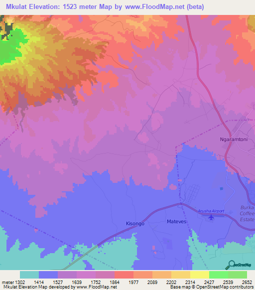 Mkulat,Tanzania Elevation Map