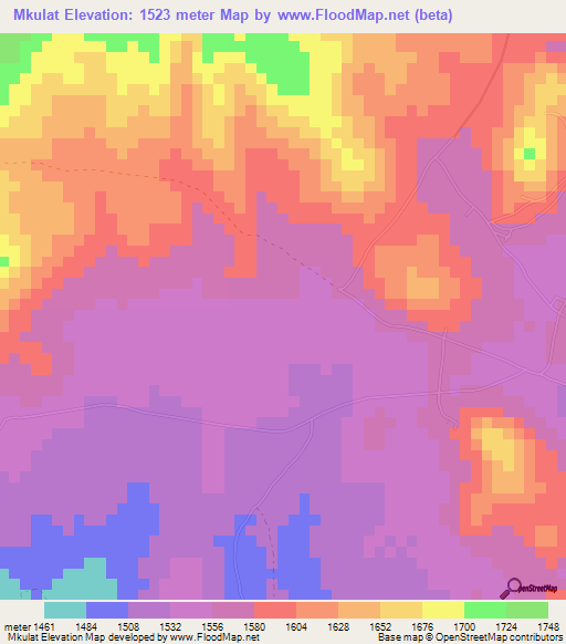 Mkulat,Tanzania Elevation Map