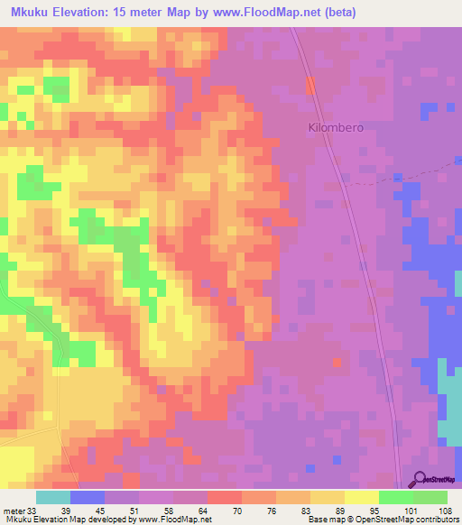 Mkuku,Tanzania Elevation Map