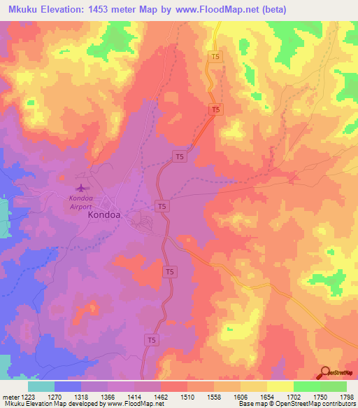 Mkuku,Tanzania Elevation Map