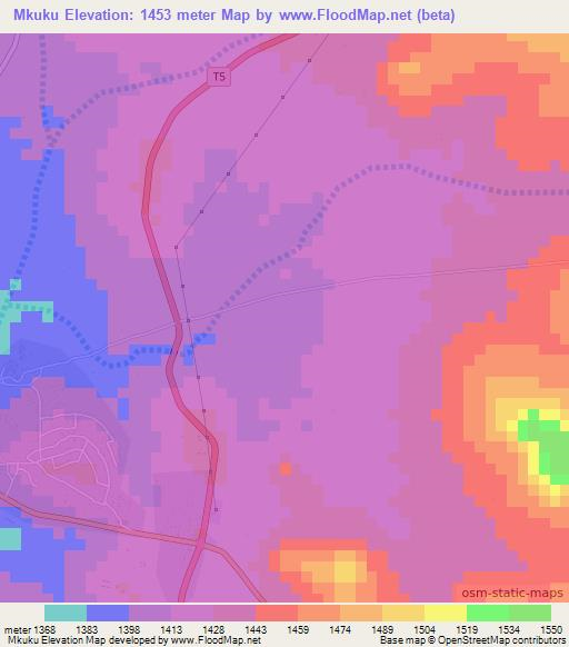 Mkuku,Tanzania Elevation Map