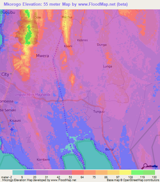 Mkorogo,Tanzania Elevation Map