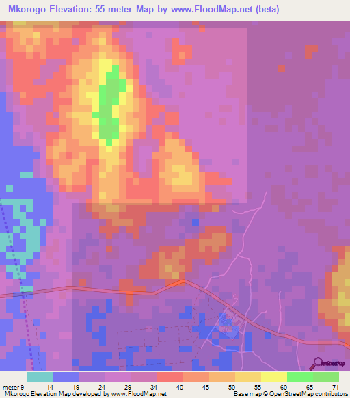 Mkorogo,Tanzania Elevation Map