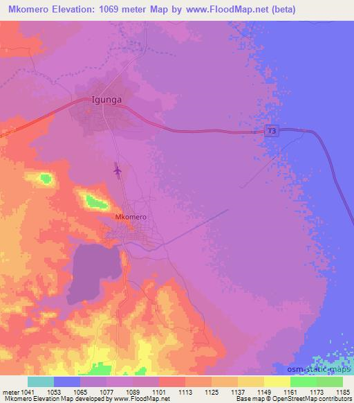 Mkomero,Tanzania Elevation Map