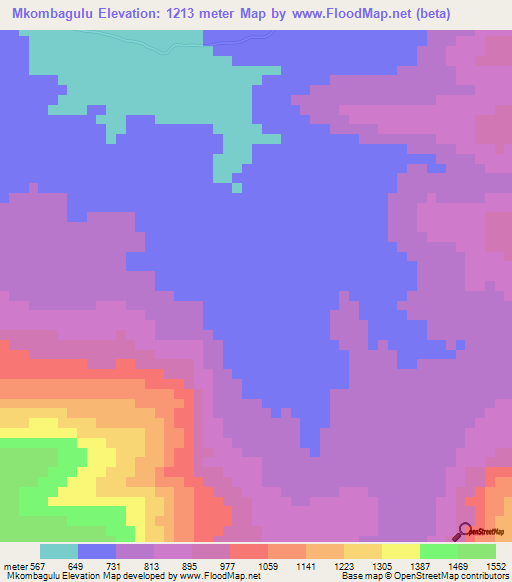 Mkombagulu,Tanzania Elevation Map