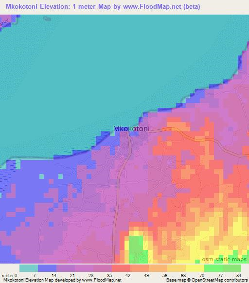 Mkokotoni,Tanzania Elevation Map