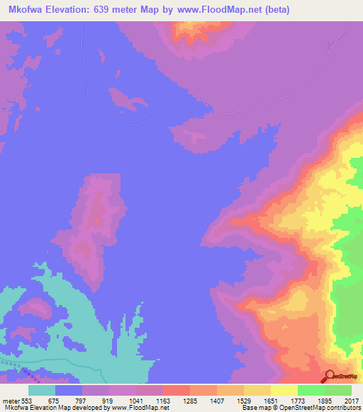 Mkofwa,Tanzania Elevation Map