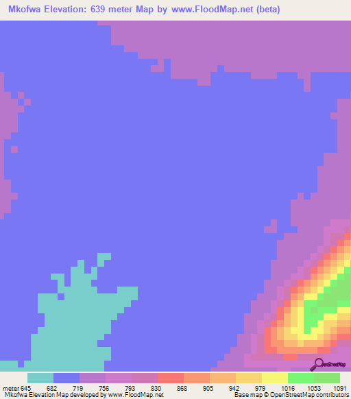 Mkofwa,Tanzania Elevation Map