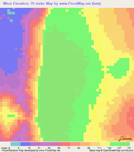 Mkoe,Tanzania Elevation Map