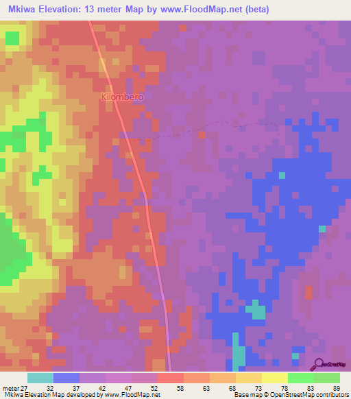 Mkiwa,Tanzania Elevation Map