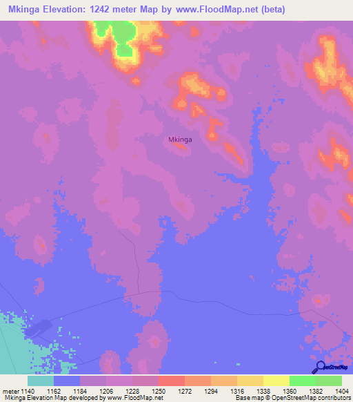 Mkinga,Tanzania Elevation Map