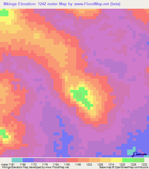 Mkinga,Tanzania Elevation Map