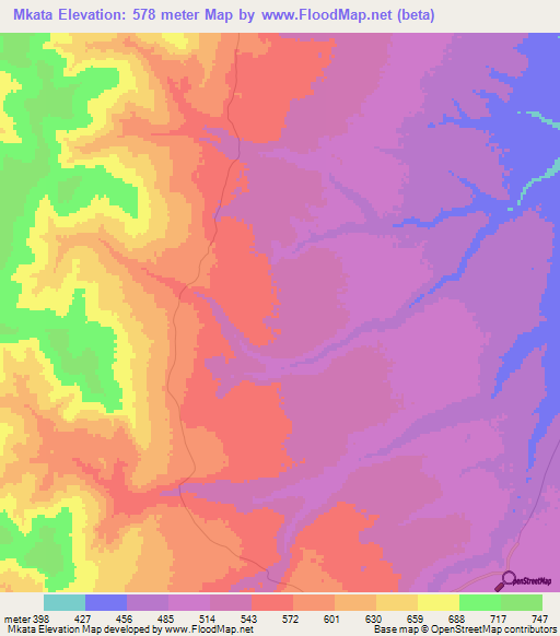 Mkata,Tanzania Elevation Map